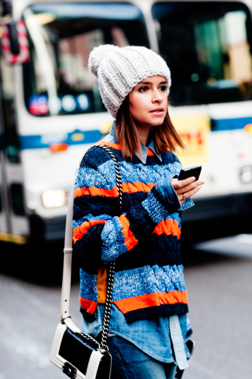 sweater-knitted-stripes-orange-blue-miroslava-duma-beanie-denim-shirt