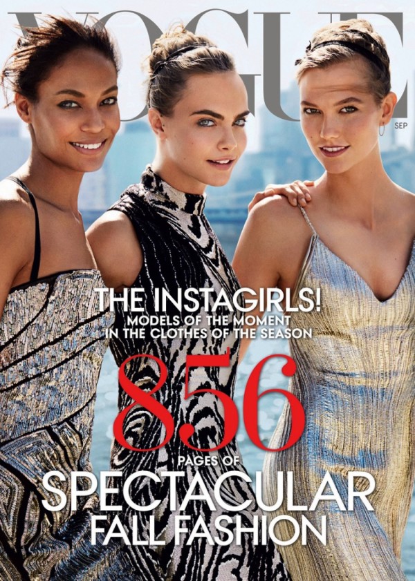 Vogue, September Issue, 2014, editorial, supermodels, models, social media, instagram, twitter, facebook, video, Karlie Kloss, Cara Delevingne, Joan Smalls, Mario Testino, Style by Yellow Button, sbyb, vogue.com,