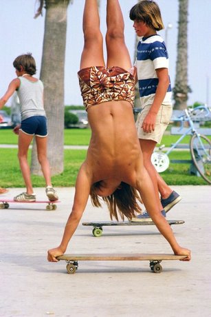 Handstanding on the Beach, Danny Kwock 1975 © Hugh Holland co Blender Gallery